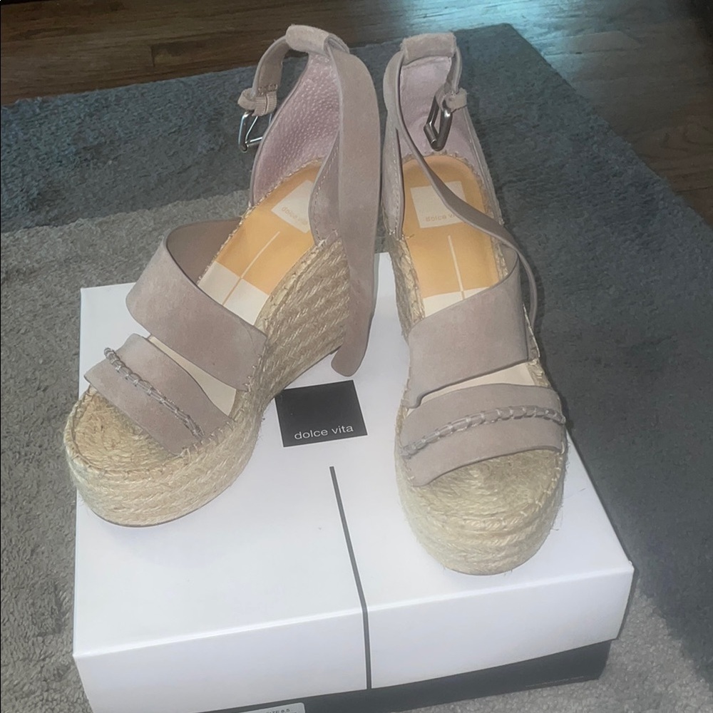 Dolce Vita Tan Espadrille Wedges with Ankle Strap